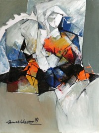 Mashkoor Raza, 18 x 24 Inch, Oil on Canvas, Abstract Painting, AC-MR-176